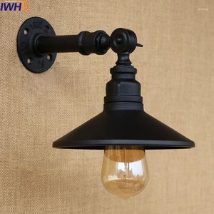 Wall Lamp E27 Steam Punk Loft Industrial Iron Rust Water Pipe Black Retro Sconce Lights For Living Room Bedroom Restaurant Bar