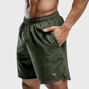 Men's Shorts Mens Workout Fitness Breathable Jogger Gyms Bodybuilding Quick Dry Leisure Running Male Dark Green Color