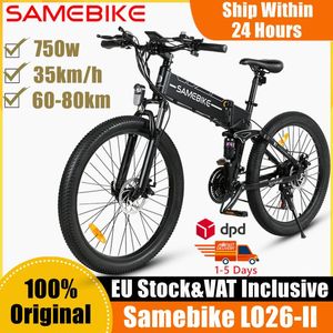 EUストック新しいオリジナルSameBike LO26-II折りたたみ電気自転車750W 48V 10.4AH 35km/h最大速度26インチマウンテン自転車を含むVATを含む