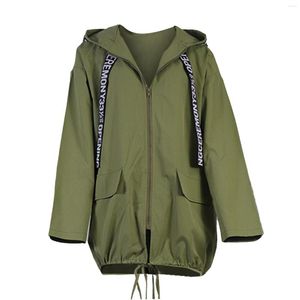 Женские траншеи Coats Женщины на молнии Hoodeis Parka