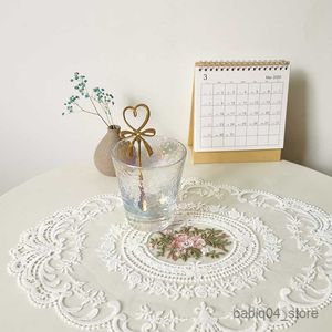 Table Cloth Retro Lace Table Cloth Cover Table Mat Anti-scald Pad for Cup Tableware for Dining Room Decorative Home Hotel R230819