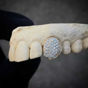 HI Hopjewelry Custom Gold Plated 925 Sterling Silver VVS Moissanite Diamond Iced Out Grilz Dental For Teeth