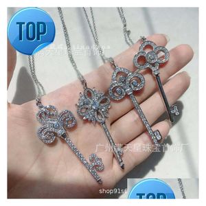 Strands Strings 925 Sterling Sier Iris Key Collana in oro rosa 18 carati Fl Diamond Sunflower Snow Chinese Knotting Long Sweater Chain Drop Dhlr3