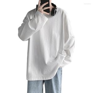 メンズTシャツ2023秋の冬ファッション特大の白い黒いTシャツ長袖カジュアルハンエディションoネックTシャツマントップティー