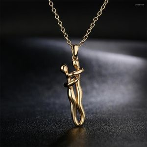 Anhänger Halsketten Mafisar Hohe Qualität Gold Farbe Kupfer Hochzeit Schmuck 2023 Mode Einzigartiges Design Frauen Männer Geben Sie mir eine Umarmung Halskette