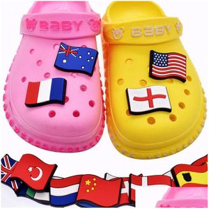 Schuhteile Zubehör Weichgummi Nationalflagge Dekorationen Charm Jibitz Für Clog Charms Schnalle Knöpfe Drop Delivery Serie Randomlydhaqb