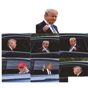 Bannerflaggor 25x32cm Trump 2024 Bilklistermärke Party Supplies U.S. Presidentval PVC Cars Window Stickers Drop Delivery Home Gard DHGWL