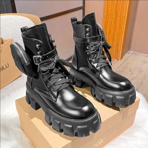 Original quality Boots Classic Non-Slip Rois Martin Shoes Nylon Military Desert Combat Short Booties Leather Lining Removable Pouch for women