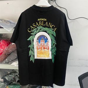 남자 Tshirts 2023 Summer Casablanca Tshirts 고품질 편지 인쇄 짧은 슬리브 탑 Casa Blanca Cotton Loose T 셔츠 남성 여성 501