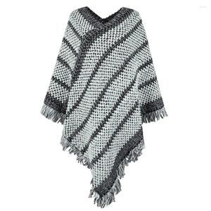 Women's Sweaters Autumn Winter Pullover Sweater Poncho Women Retro Oversized V Neck Jumper Knitwear Wrap Cape