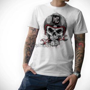 Erkekler Tişörtler Motorrad Biker T-Shirt Kafatası Motosiklet Tornavida Kafatası MC Üst Satış Erkek Yuvarlak Boyun Pamuk Günlük Kas Erkek Tişörtleri J230731