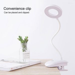 Bordslampor Mini LED CLIPLAMP USB RECHAREBLEABLE TOUCH 3 -lägen Dimning 360 ° Justerbar ögonskydd Nattljusstudie Desk