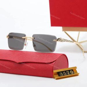 Carti-Brille, Sonnenbrille, Herren-Radsport-Sonnenbrille, Büffelhorn, Damen, klassisch, Freizeit, rechteckige Schutzbrille, Diamantschliff, Trend, randlose Sonnenbrille, mit Box, Lünette 3570