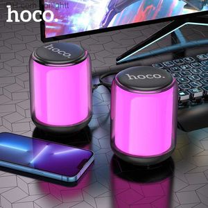 Portable Speakers HOCO Computer Speakers PC speaker HIFI stereo microphone USB Wired 3.5mm audio jack with RGB color light suitable for desktop computers Z230801