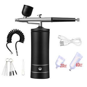 Vaporizzatore facciale Nano Nebbia Spruzzatore Mini compressore d'aria Kit Spazzola ad aria Pistola a spruzzo per vernice Aerografo per nail art Tattoo Torta artigianale 230801