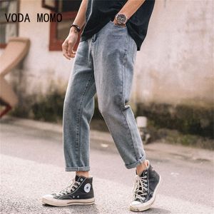 Erkek kot moda sokak kıyafeti erkekler gevşek fit vintage harem pantolon çok cepli denim kargo gevşek dip hip hop jogger 230731