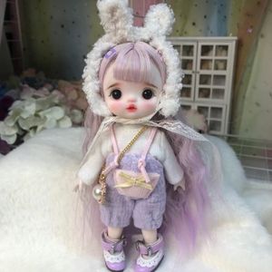 Bebekler 16cm mini el yapımı bjd bebek ob11 hareketli eklemler makyaj moda kıyafetleri tam set aksesuarları kızlar hediye diy oyuncak doğum günü 230731