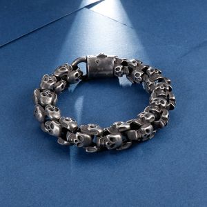 Charm Armbänder 1215mm Böser Geist Kopf Schädel Kette Armband Männer 316L Edelstahl Punk Glänzend Matt Biker Rock Dämon Schmuck 230731