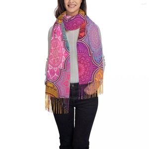 Sciarpe Sciarpa da donna Inverno Astratto Mandala etnica Sottile Mantello caldo Avvolge Bandana femminile Pashmina Nappa lunga