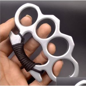 Brass Knuckles Sier Black Metal Knuckle Duster Quatro Dedos Ferramentas de Autodefesa Cam Homens e Mulheres Segurança-Defender Edc Pocket Tool Drop D Dhktx