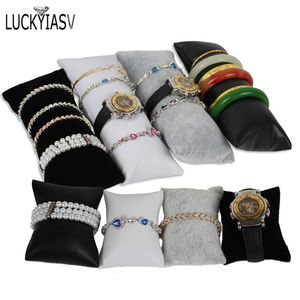 Smycken lådor grossistkudde stativ sammet pu läderhållare arrangör armband fodral armband anklet klocka pakografi prop 230801