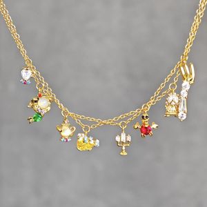 Цепи ins fashion multi Zircon милый подвесной сеть ожерелье для женщин девочек очаровывает ювелирные подарки