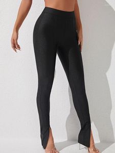 Women's Leggings Streetwear Leggins Split Shiny Sexy Women Yoga Pants High Waist Jeggings Club Black Elastic Mujer