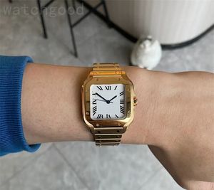 Relógios quadrados aaa qualidade santo montre femme pulseira de couro macio marrom preto parafuso reloj lujo designer relógio casual formal negócio lado parafuso dh07 E23