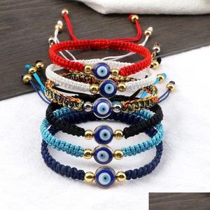 Charm-Armbänder Mode Evil Eye Geflochtene Glücks-Rot-Schwarz-Faden-Paar-Kette Handgemachter Gebetsschmuck für Freunde AC88 Drop Lieferung DHPCA