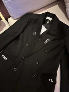 Chan Womens terno blazer Tide marca de alta qualidade retrô designer de moda jaqueta trespassado fino plus size roupas femininas