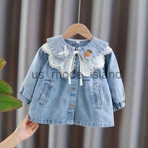 Ceket 0-5y kızlar bebek denim ceket yeni tavşan kulak ceket sonbahar ceket çocuk kot ceket kız dış giymek rüzgar kırıcı x0730