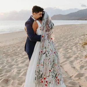 Véus de noiva vintage flor véu floral boho valsa acessórios de casamento com pente