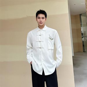 Men's Casual Shirts SYUHGFA Stand Collar Chinese Style Fashion Long Sleeve Tops Embroidery Personality Clothing 2023 Autumnn