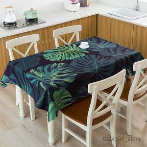 Tkanina stołowa tropikalna zielona drukowana obrus letni home wystrój domu prosty rodzinny stolik kawowy R230801