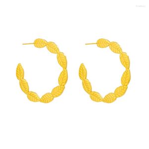 Hoopörhängen Minaruttalande 18K Gold PVD Platerat titanstål Non Tarnish Metallic lämnar stor C -form för kvinnor brincos