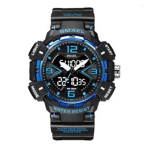 Relógios de pulso masculinos relógios de quartzo à prova d'água alarme luminoso relógio eletrônico para homens display duplo digital led militar reloj homb