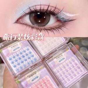 False Eyelashes Pink/White/Blue/Purple Colored Eyelash Clusters Manga Lashes Natural Long Faux Bunche Makeup