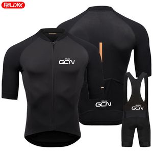 Radfahren Jersey Sets Raudax Gcn Set Sommer Kurzarm Atmungsaktive Schwarz MTB Fahrrad Kleidung Maillot Ropa Ciclismo Uniform Anzug 230801