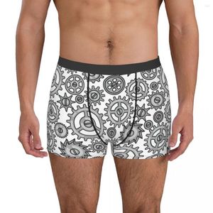 Underbyxor Steampunk sömlöst mönster av metallväxlar i doodle stil andningsbyxor manliga underkläder tryck shorts boxer trosor