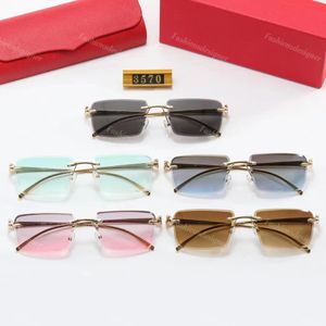 Óculos de sol Carti óculos de sol de grife para homens Diamond Cut Snake Gold Metal Bracket Óculos sem aro Óculos de chifre de búfalo Óculos de chifre de búfalo Original Box Wholesale Men's Sunglasses