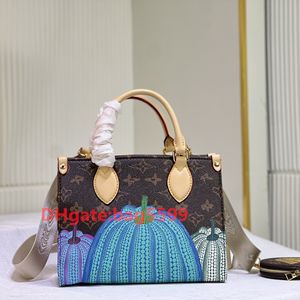 2023 Designer Bag Women Totes Shopping Messenger Embroidery Printing Japanese Manga Pumpkin Leather Handbag Dazzling Flower Shopping Bag
