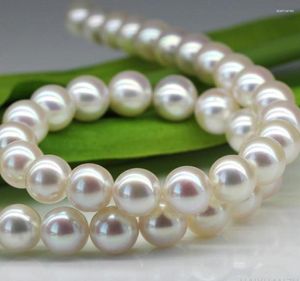 Kedjor Japan Akoya Natural Seawater Pearl Necklace Importerat lätt glasspegel Runda 8-8,5 mm Mother Gift