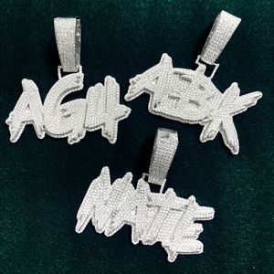 Mosang Stone Letter Hip Hop Necklace 925 Grass Burr Letter DIY Combination Personalized Cross border Pendant Jewelry