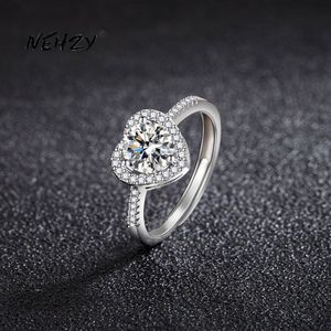 Wedding Rings NEHZY Silver plating Woman Fashion Jewelry High Quality One Carat Cubic Zirconia Heart Shaped Adjustable Ring 230801