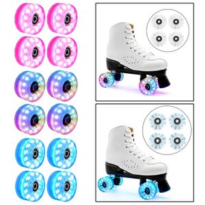 Skate Accessories 4 Pack Roller Wheels Luminous Flashing Wheel for Double Row Skates and Skateboard Outdoor Sports Parks Parts 230801