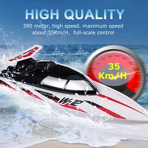 Electric RC Boats Wl912 A RC Boat 35Km H High Speed Competitive Speedboat 2 4G Wireless Remote Control Boy Toy Gift 230801