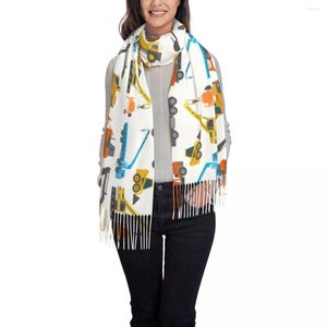 Schals Bau Lieferwagen Maschine Muster Frauen Schal Winter Schal und Wrap Bandana Quaste weiblich