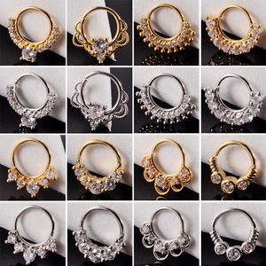 Navel Bell Button Rings 16PCS Cz Nose Hoop Nostril Bendable Ring Zircon Cartilage Tragus Daith Earrings Septum Clicker Helix Conch Rook Piercing Jewelry 230731