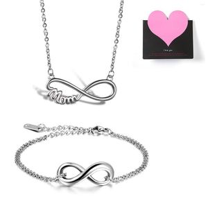 Pendant Necklaces BONISKISS Stainless Steel Infinity Necklace Bracelet Set For Mom Fashion Jewelry Mother's Day Gifts With Elegant Card