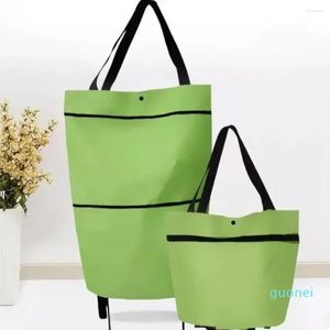 Shopping Bags Portable Folding Pull Cart Trolley Bag Food Organizer Vegetables With Wheels Foldable Package Reusable